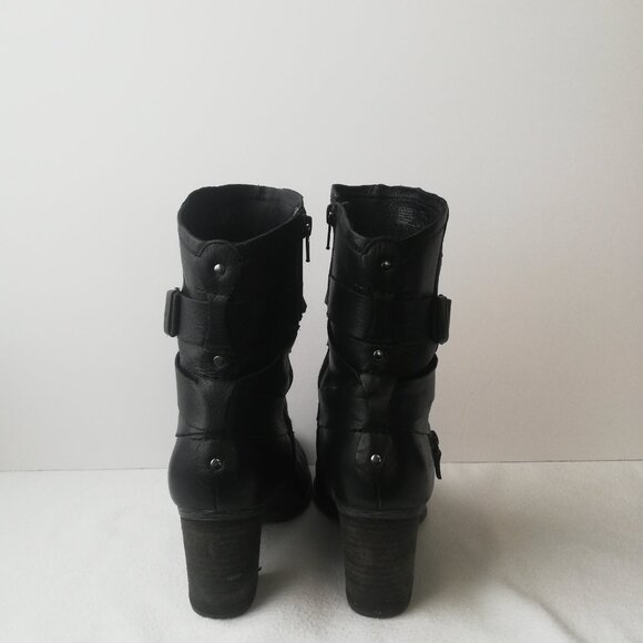 Josef Seibel Leather Booties with Buckle & Zipper Size 8 - Picture 4 of 9